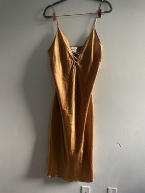 Vintage Secret Treasures Golden Satin Lace-Up slip dress
